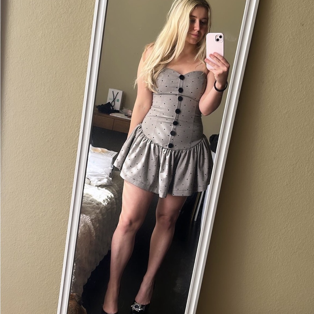 Stylish Black Buttoned Mini Dress revolve dress